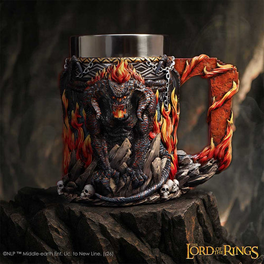 LOTR Balrog Tankard - Balrog tankard in a styled Middle-earth display