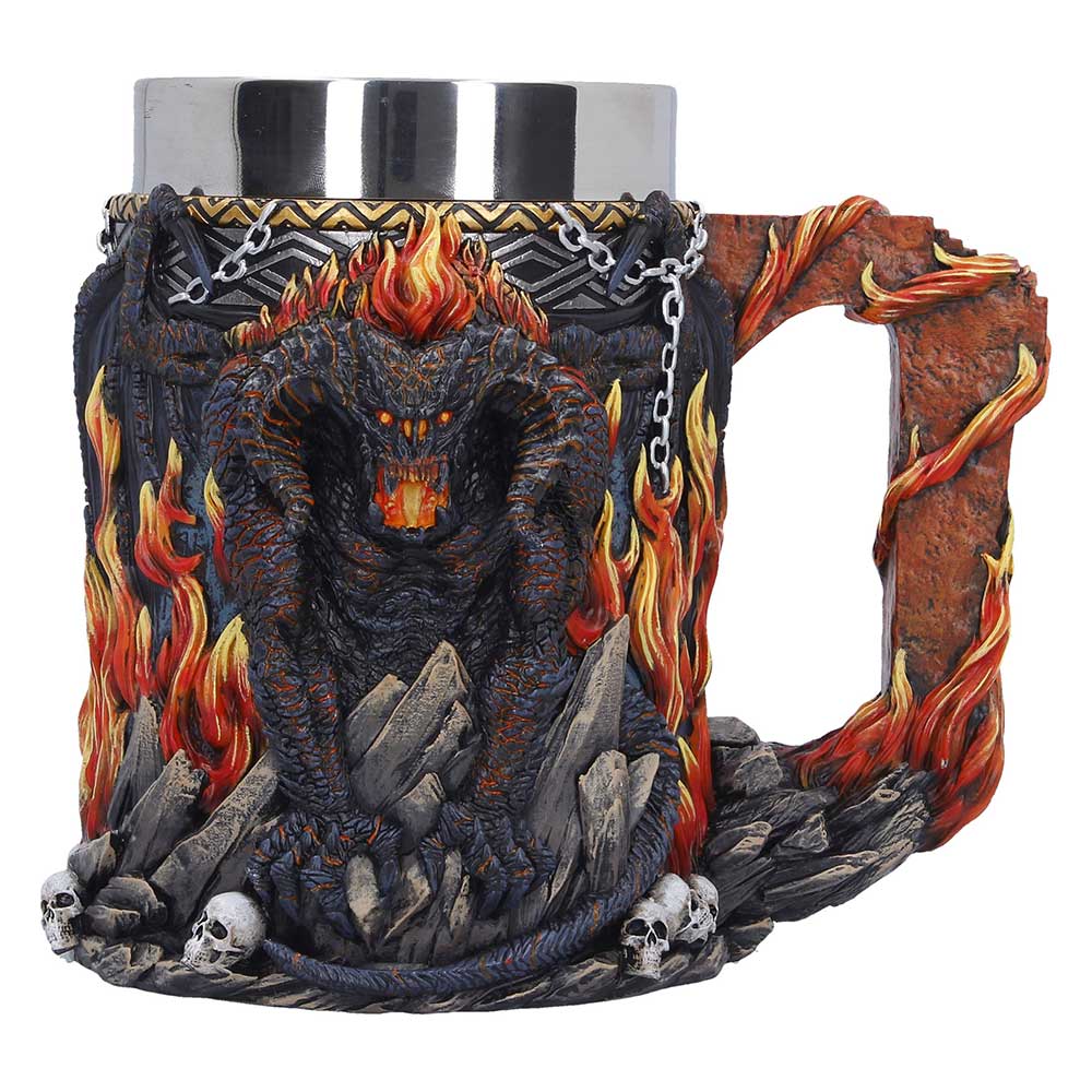 LOTR Balrog Tankard - Front with Balrog, flames and skull details