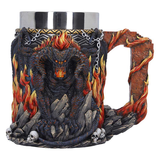 LOTR Balrog Tankard - Front with Balrog, flames and skull details
