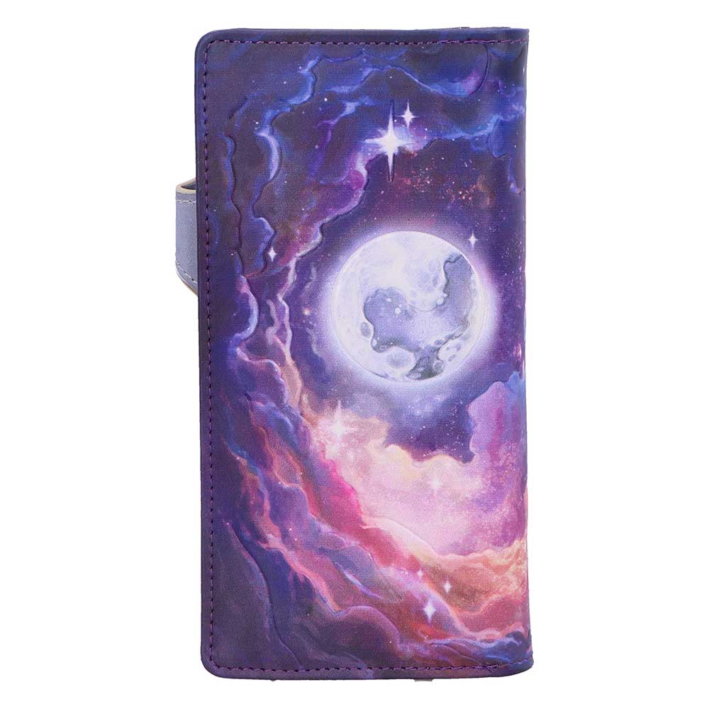 Mythical Flight Embossed Unicorn Purse - Reverse with full moon and swirling clouds