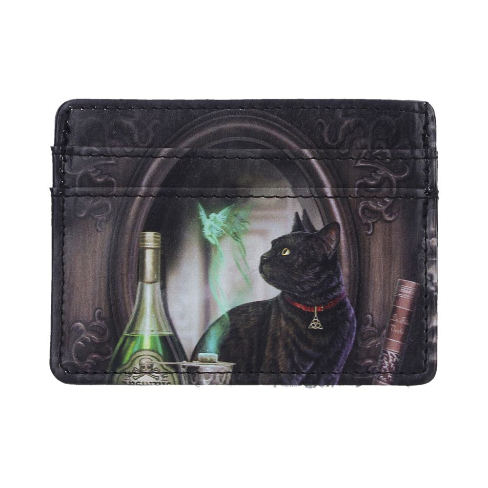 Lisa Parker Absinthe Card Holder - Front showing black cat and green fairy in the green bottle