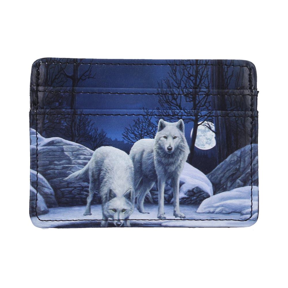 Lisa Parker Warriors of Winter Card Holder - Front showing white wolves in the snowy woodland