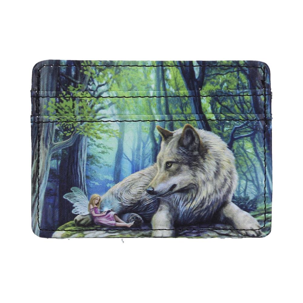 Lisa Parker Fairy Stories Card Holder - Front showing resting wolf and a small pink fairy