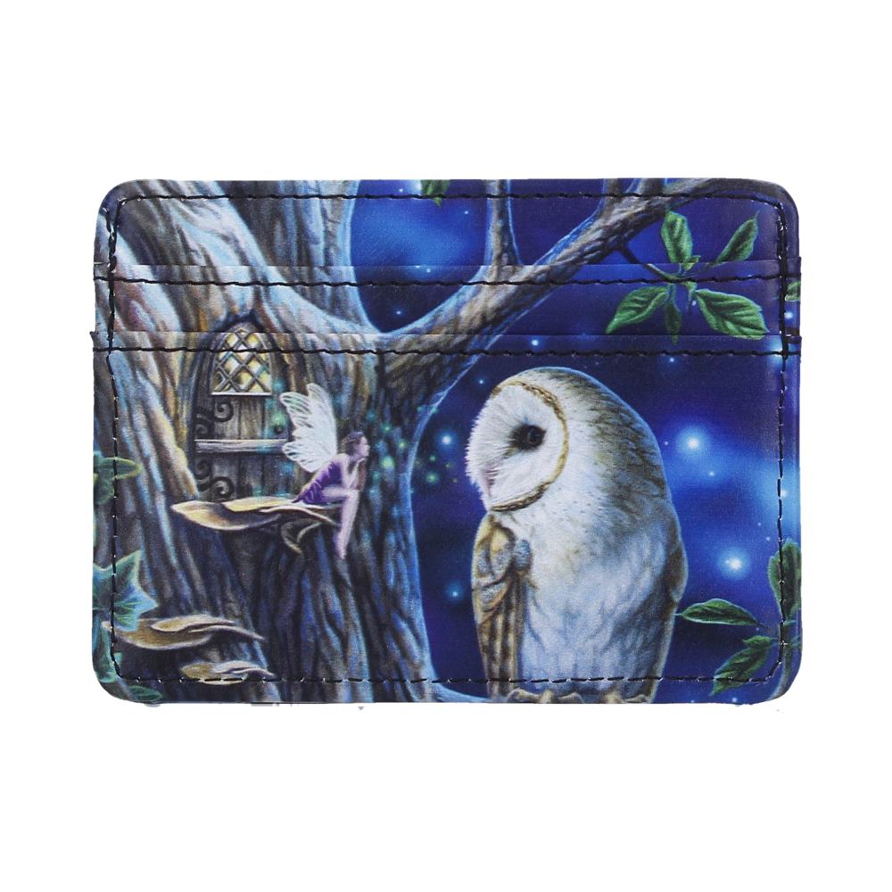 Lisa Parker Fairy Tales Card Holder - Front showing owl beside a fairy in the woodland treehouse
