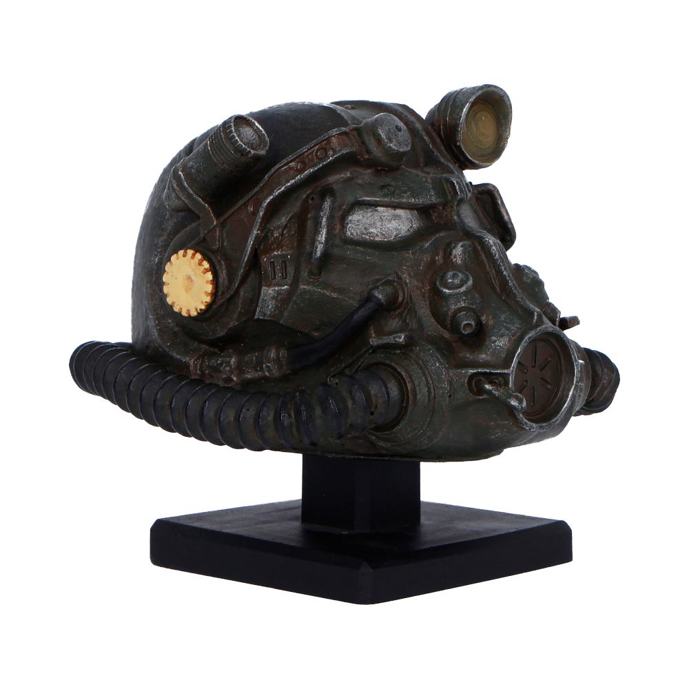 Fallout T-60 Helmet Miniature - opposite angle of the faceplate, circular fitting and dark tubes