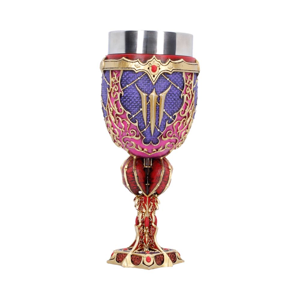 Baldur’s Gate 3 Astarion Goblet - reverse with crossed blade motifs on a purple panel