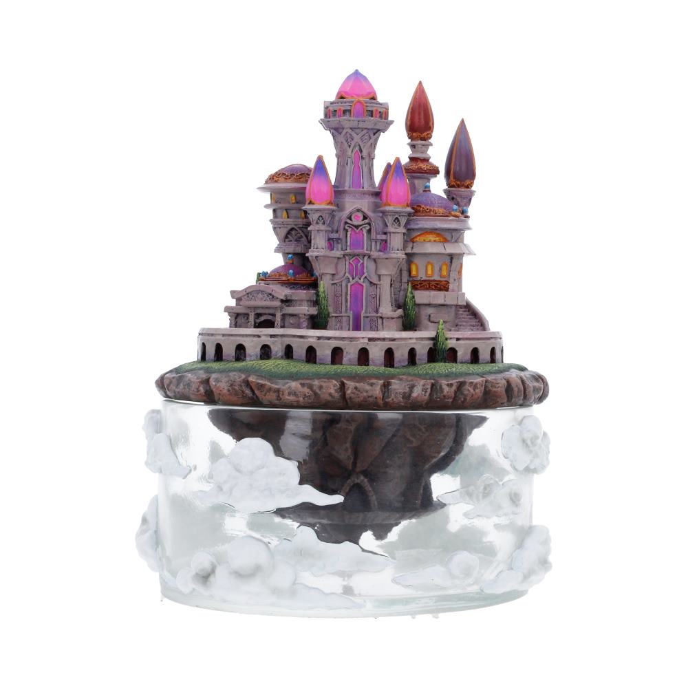 World of Warcraft City of Dalaran Box - reverse showing clustered towers above sculpted white clouds
