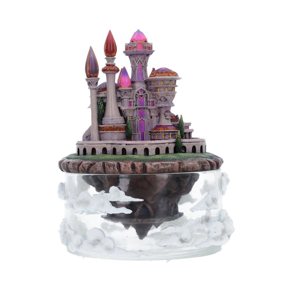 World of Warcraft City of Dalaran Box - front with purple-roofed city towers above a cloud-decorated clear base
