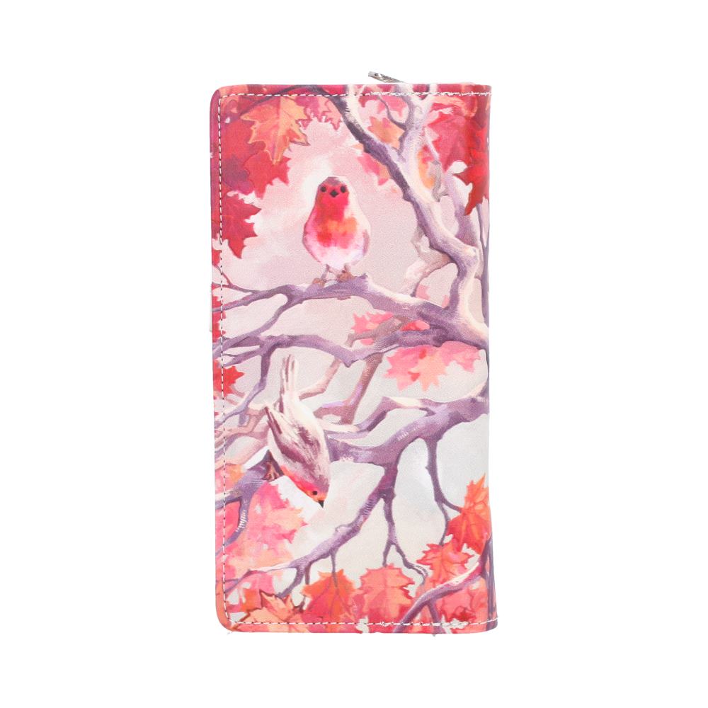 When Robins Appear Embossed Purse - reverse with robins on branching artwork