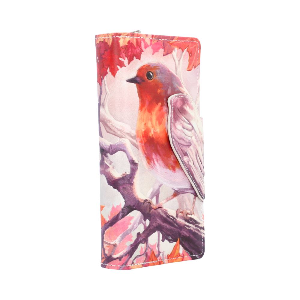 When Robins Appear Embossed Purse - opposite angle of raised robin portrait