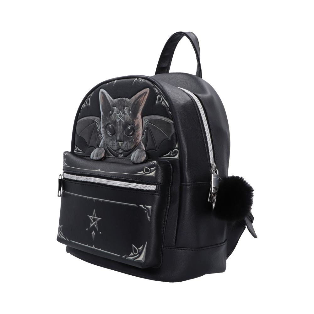 Cult Cuties Malpuss Backpack - angled view of zipped front pockets