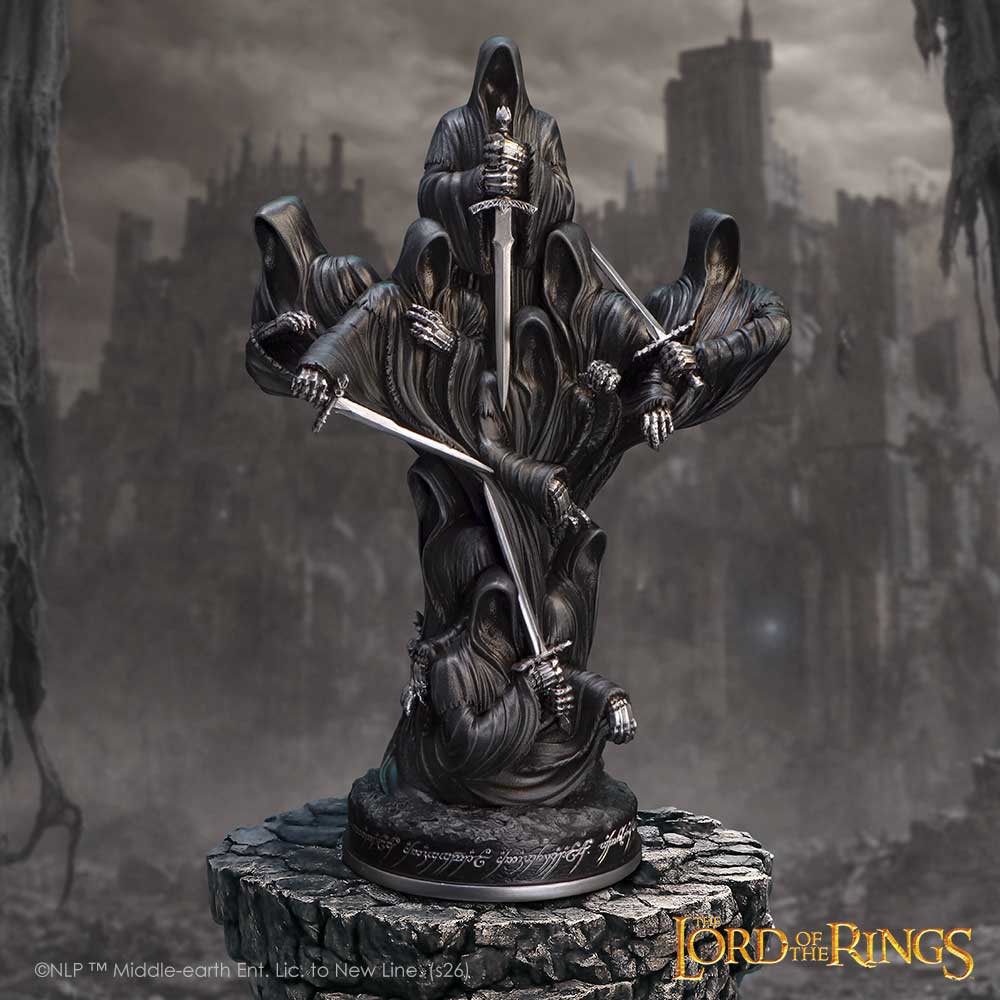LOTR Ringwraiths of Middle-earth Figurine - Ringwraith sculpture in a styled Middle-earth display