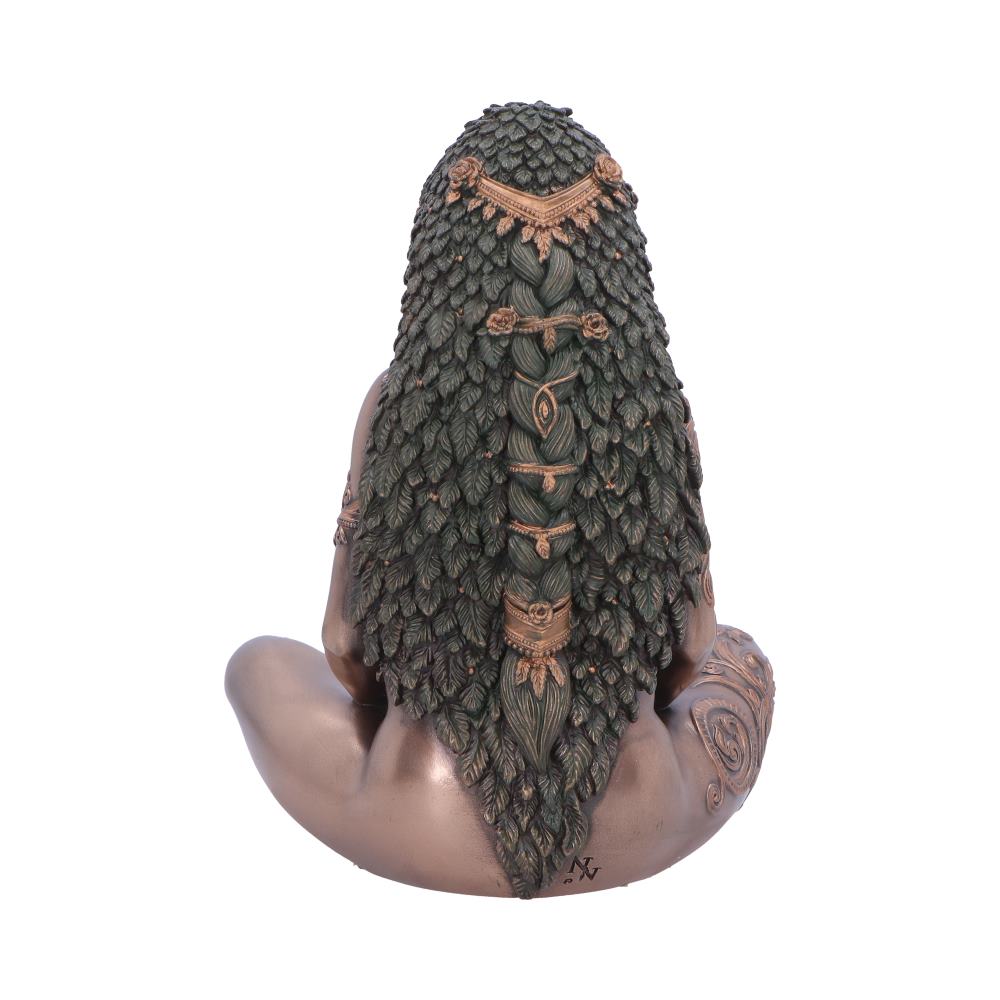 Mother Earth Bronze-Finish Small Figurine - Rear showing textured leaves and flowing hair