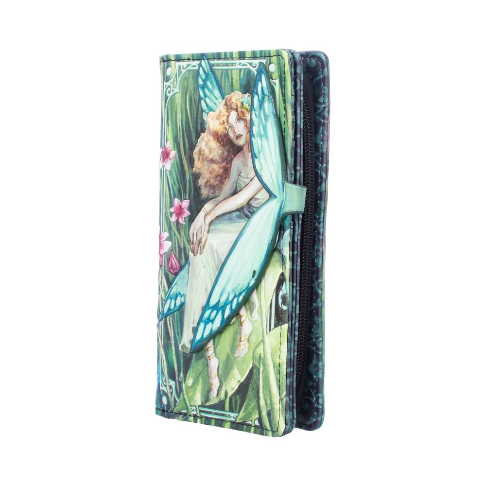 Forest Flight Embossed Fairy Purse - Angle showing embossed fairy and green border