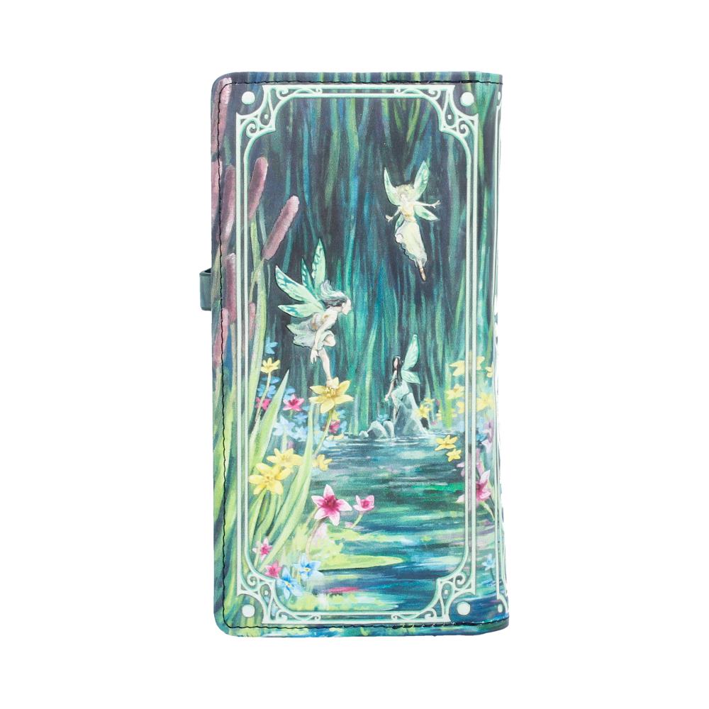Forest Flight Embossed Fairy Purse - Reverse with tiny fairies above woodland water