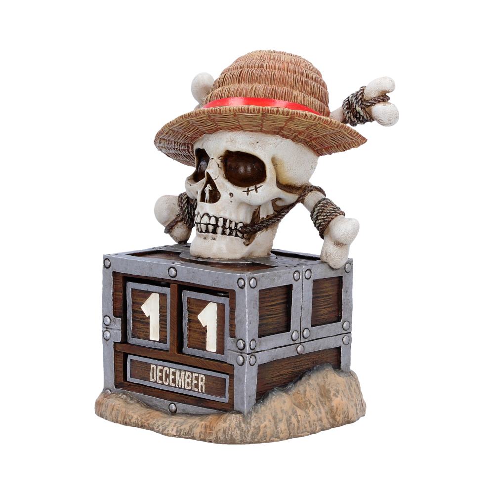 One Piece Luffy Jolly Roger Perpetual Calendar - Angle of calendar chest and crossed bones