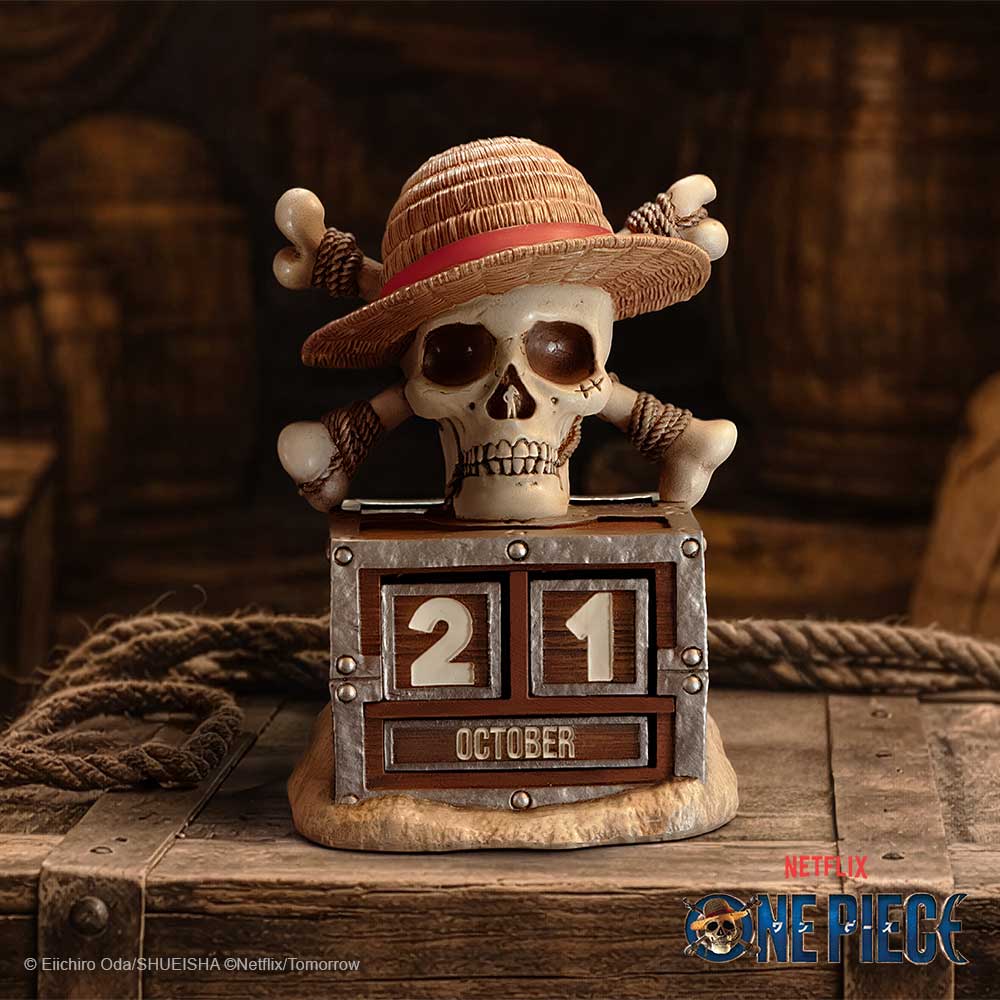 One Piece Luffy Jolly Roger Perpetual Calendar - Pirate calendar in a styled One Piece display
