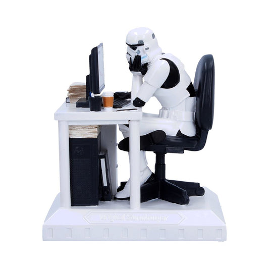 Stormtrooper Slave to the Wage Figurine - Side showing seated trooper at computer desk