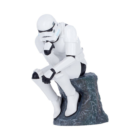 Stormtrooper The Overthinker Figurine - Front angle showing helmet resting on one hand
