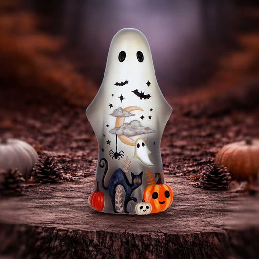 Boo-Who? Mortimer 13.5cm ghost figurine by Nemesis Now with classic spooky Halloween styling and hand-painted creepy-cute detail
