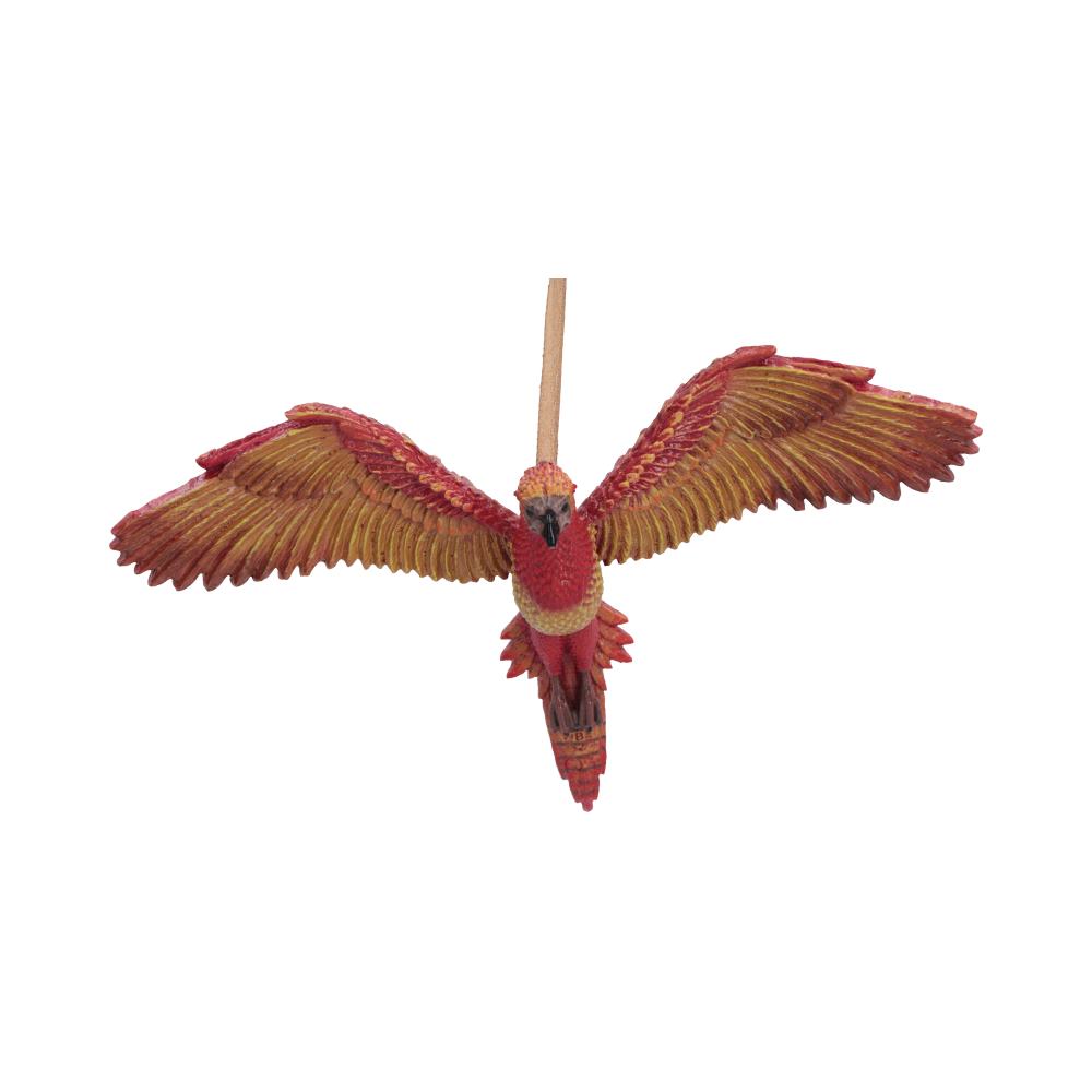 Harry Potter Fawkes in Flight Hanging Ornament - Front of phoenix with red-and-gold wings spread