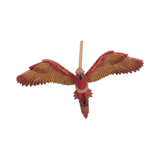 Harry Potter Fawkes in Flight Hanging Ornament - Front of phoenix with red-and-gold wings spread