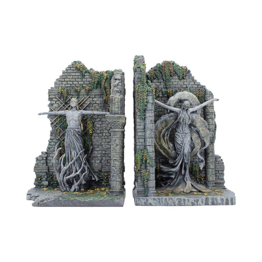 Elden Ring Radagon and Queen Marika Bookends - Front of paired statues against ruined walls