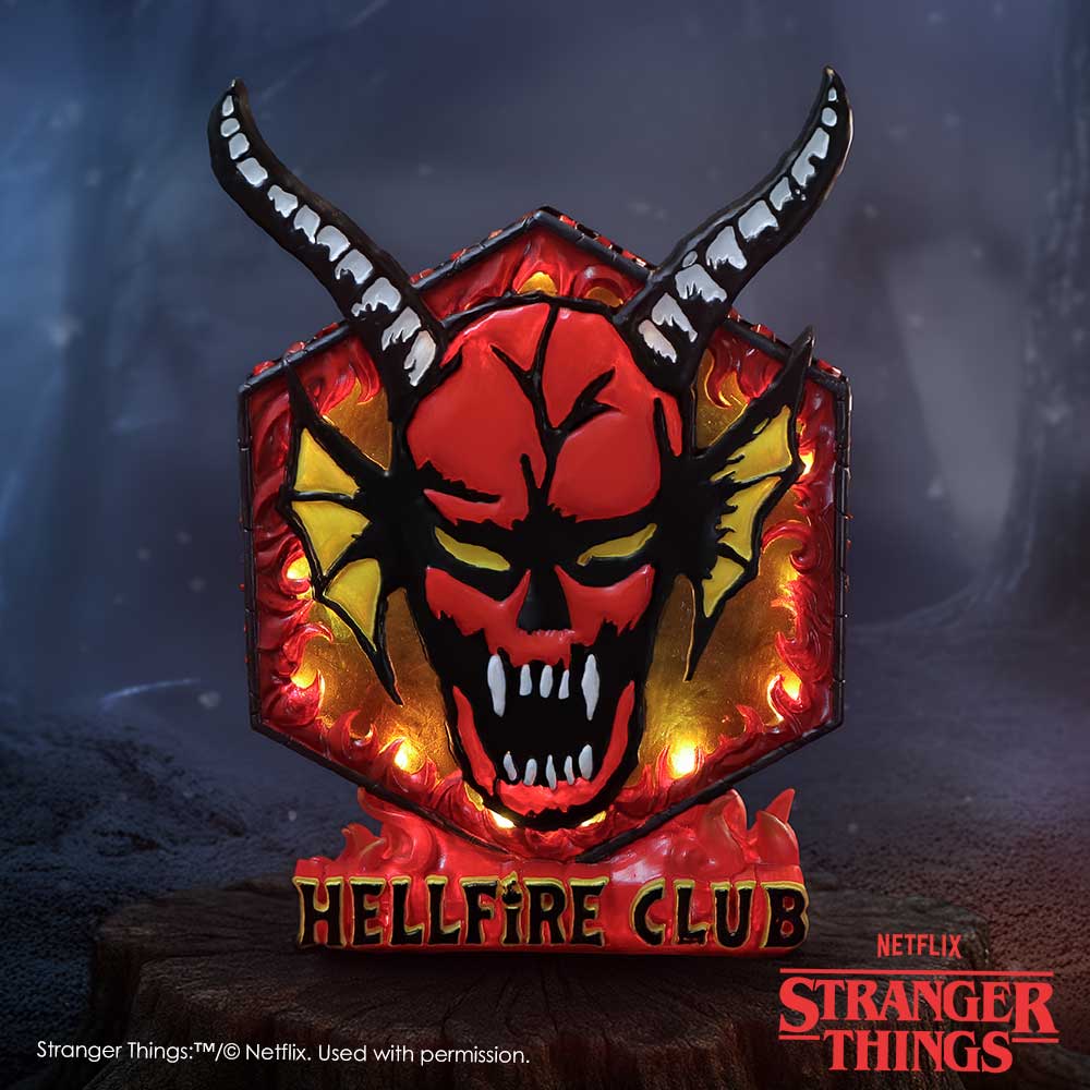 Stranger Things Hellfire Club USB Lamp - Illuminated Hellfire Club lamp in a styled display