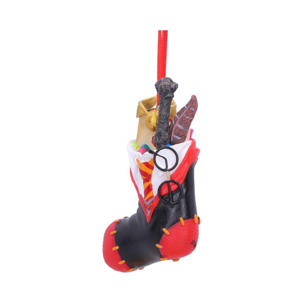 Harry Potter Uniform Stocking Hanging Ornament - Angle of glasses, wand and winged Snitch