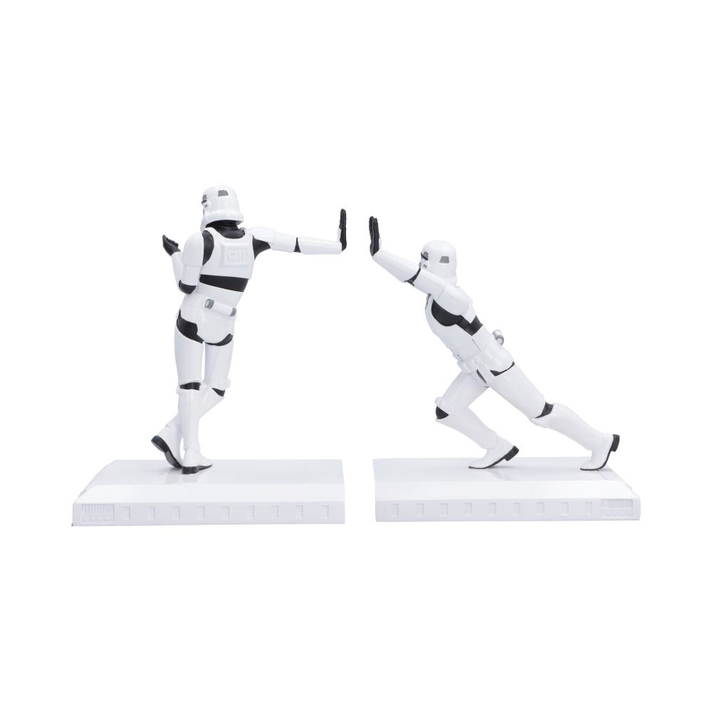 Original Stormtrooper Working Hard Bookends - rear view of white armour and bases