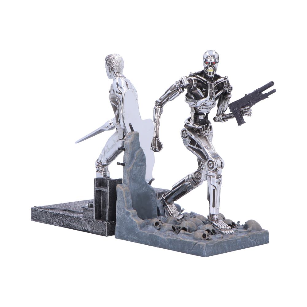 Terminator T-1000 vs T-800 Bookends - angled view of spike arm and mechanical weapon