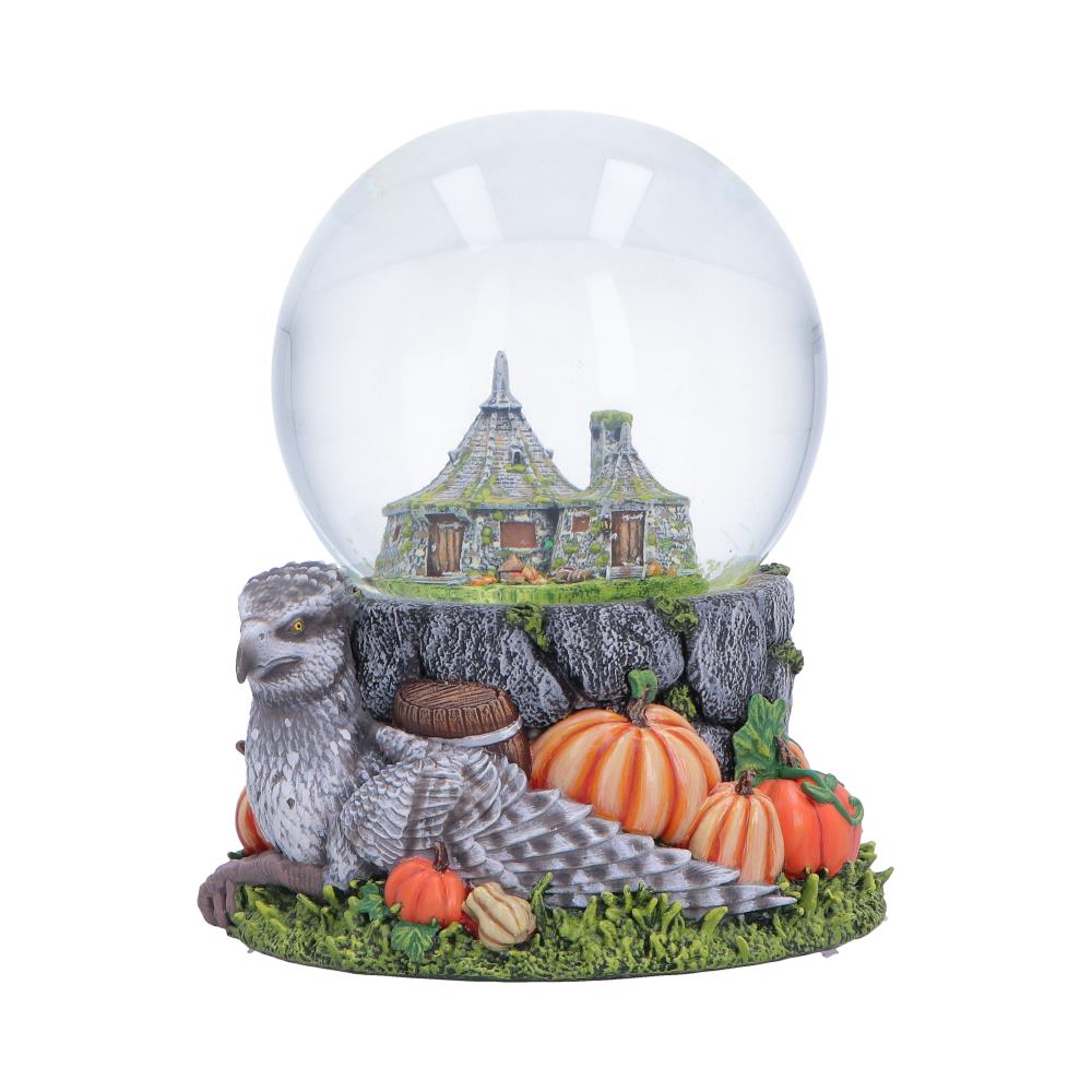 Harry Potter Hagrid’s Hut Snow Globe - angled view of hut and hippogriff base