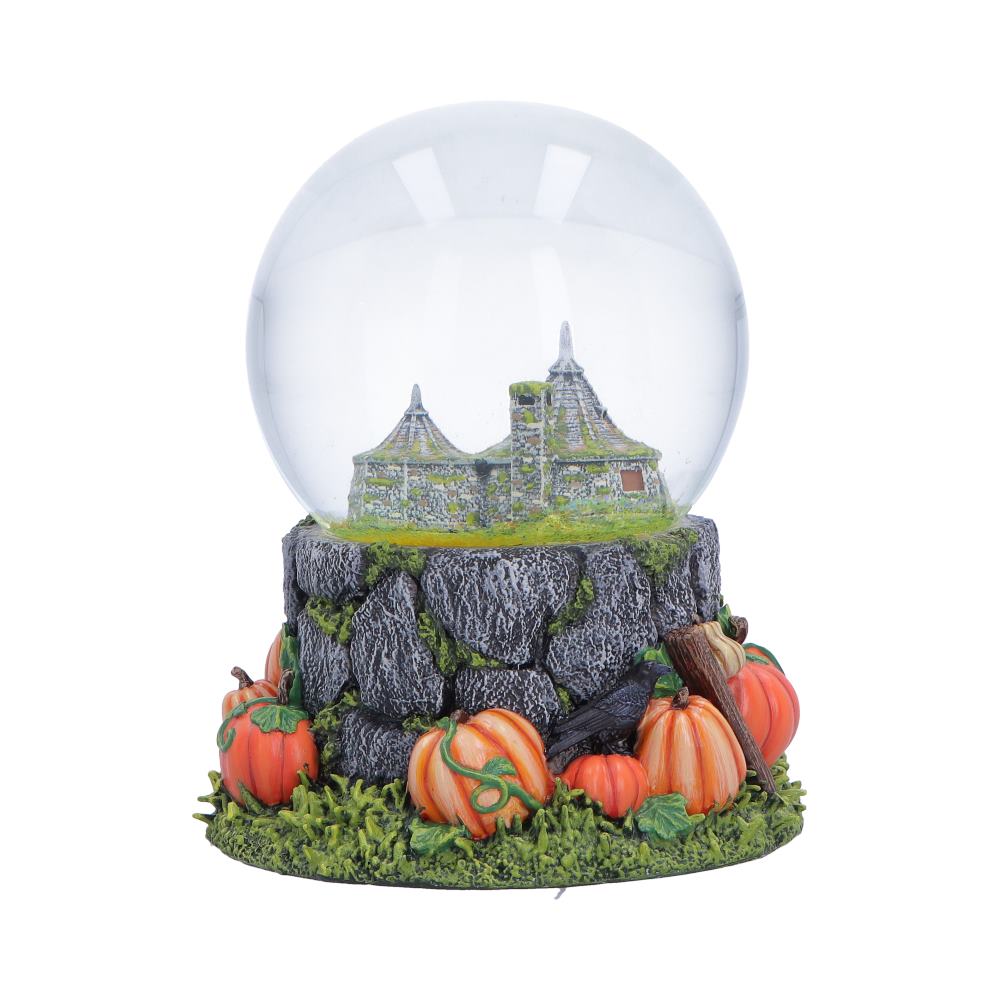 Harry Potter Hagrid’s Hut Snow Globe - rear of globe with stone textures and pumpkins