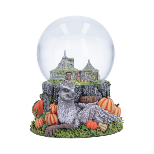 Harry Potter Hagrid’s Hut Snow Globe - Hagrid’s Hut globe above Buckbeak and pumpkins