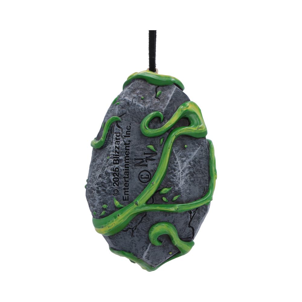 World of Warcraft Hearthstone Hanging Ornament - reverse with green curls across stone texture