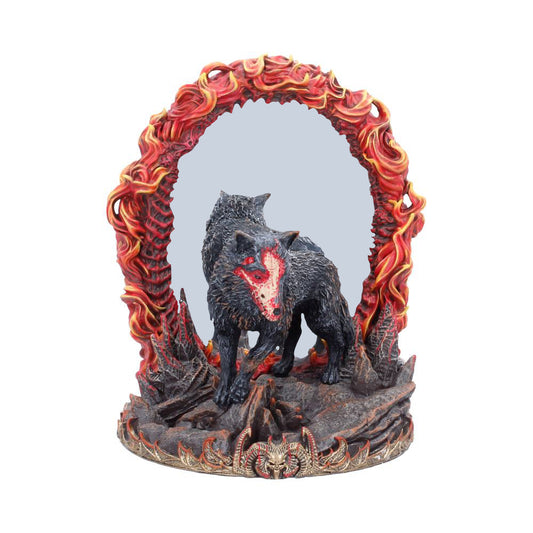 Diablo IV Mephisto Mirror - Mephisto wolf beneath flame-framed mirror