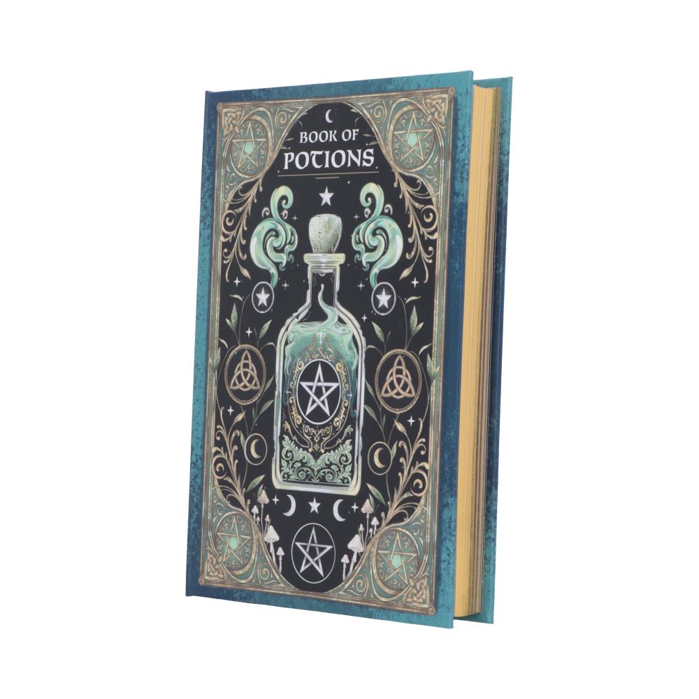 Book of Potions Journal - angled view of bottle motif and page edge