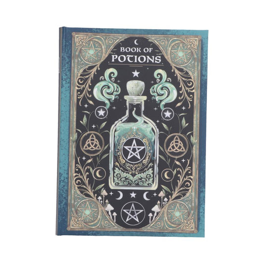Book of Potions Journal - potion bottle on turquoise journal cover
