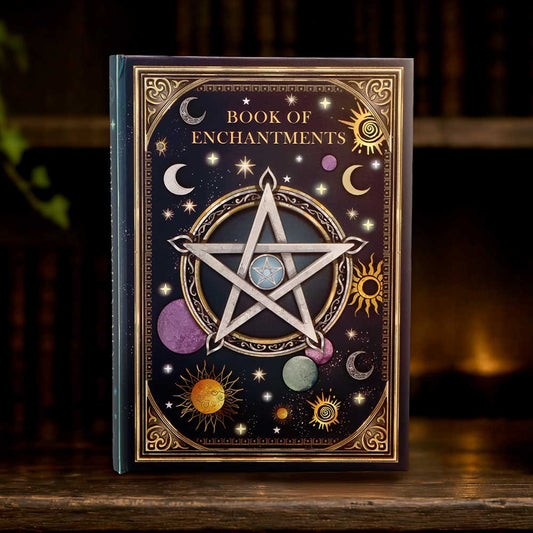 Book of Enchantments Journal - astral journal displayed beside its reverse design