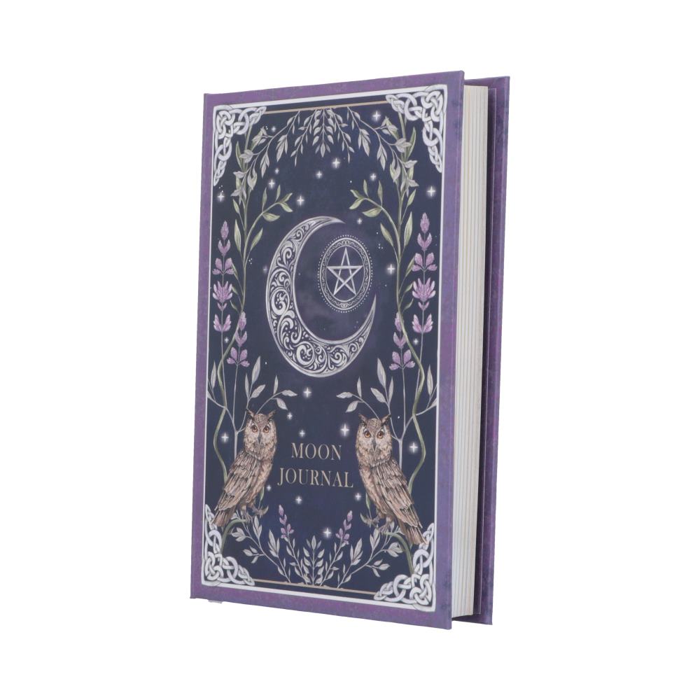 Moon Journal - angled view of purple botanical notebook