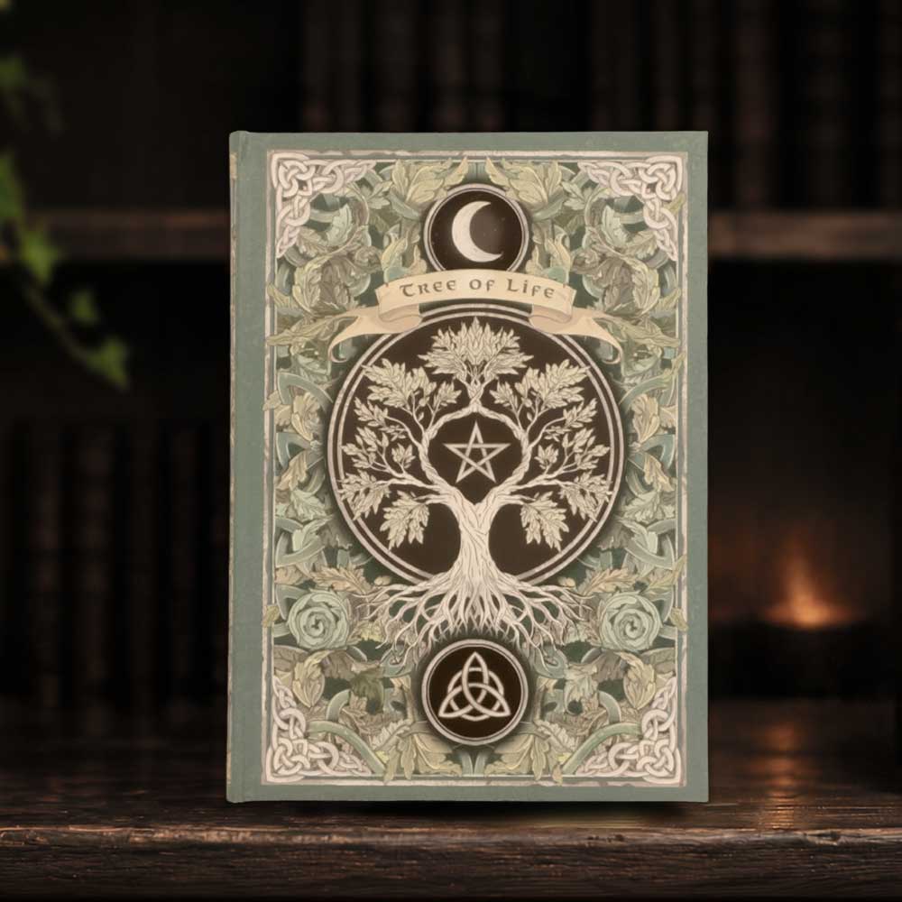 Tree of Life Journal - green journal displayed beside its reverse artwork