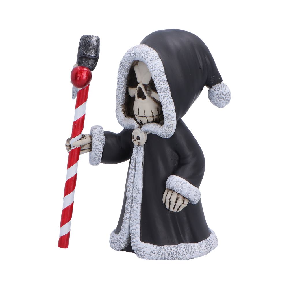 Silent Nightmares Grimble Christmas Reaper - Angle showing skull face and white robe trim