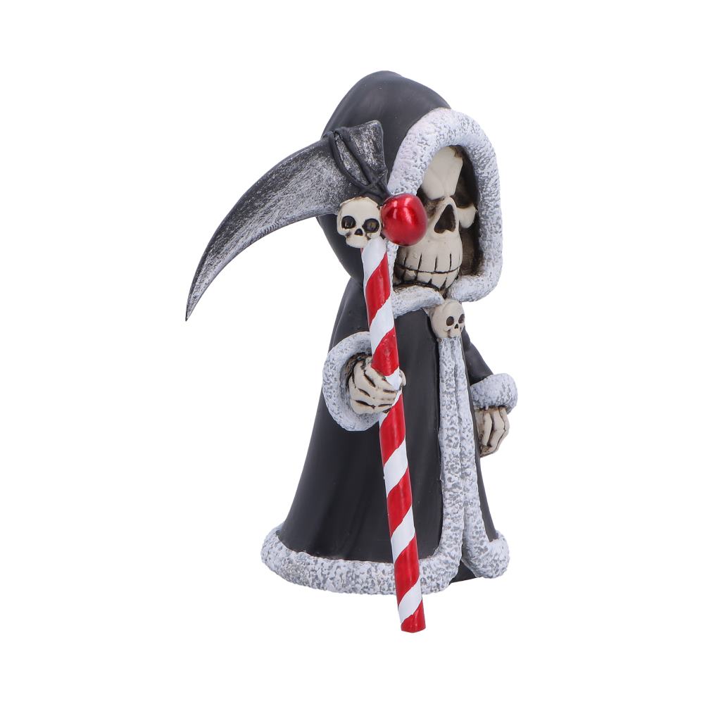 Silent Nightmares Grimble Christmas Reaper - Opposite angle of candy-cane handle and curved blade