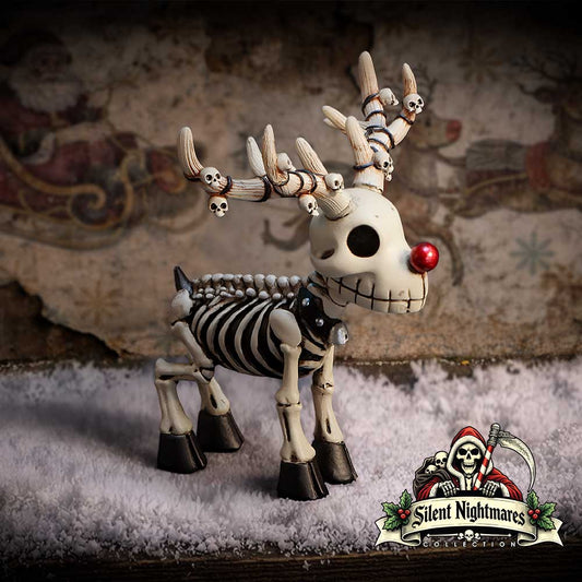 Silent Nightmares Rudi Skeleton Reindeer - Skeleton reindeer in a styled festive setting