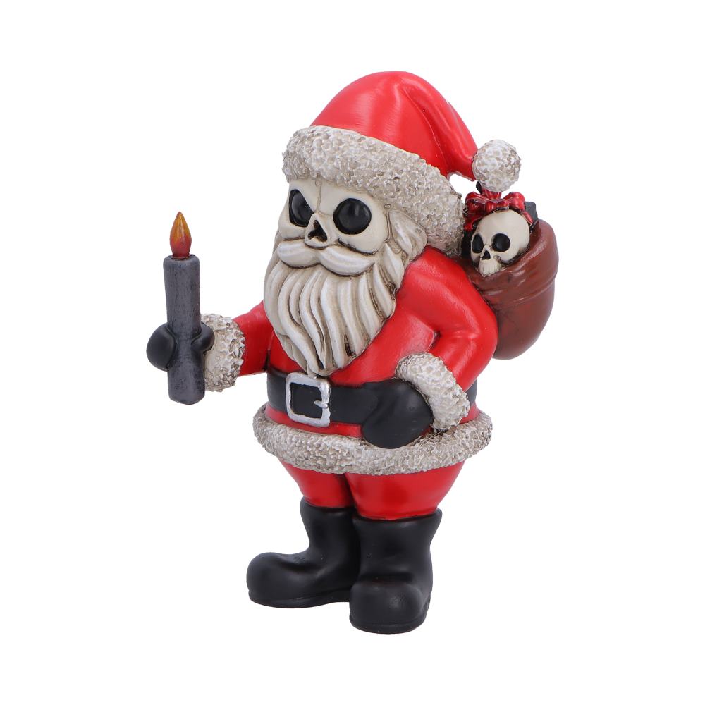 Silent Nightmares Noel Skeleton Santa - Angle of red suit and skull in gift sack