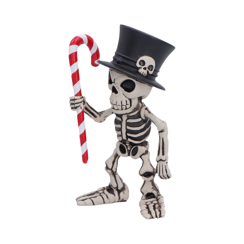 Silent Nightmares Candyman Skeleton Figurine - Angle of pale bones and skull hatband