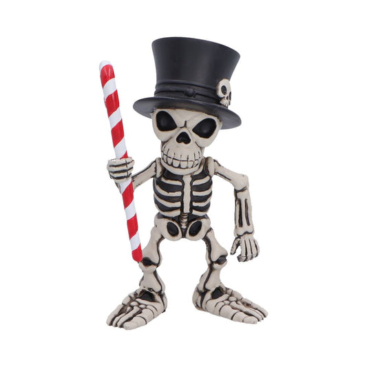 Silent Nightmares Candyman Skeleton Figurine - Front showing skeleton with top hat and candy cane