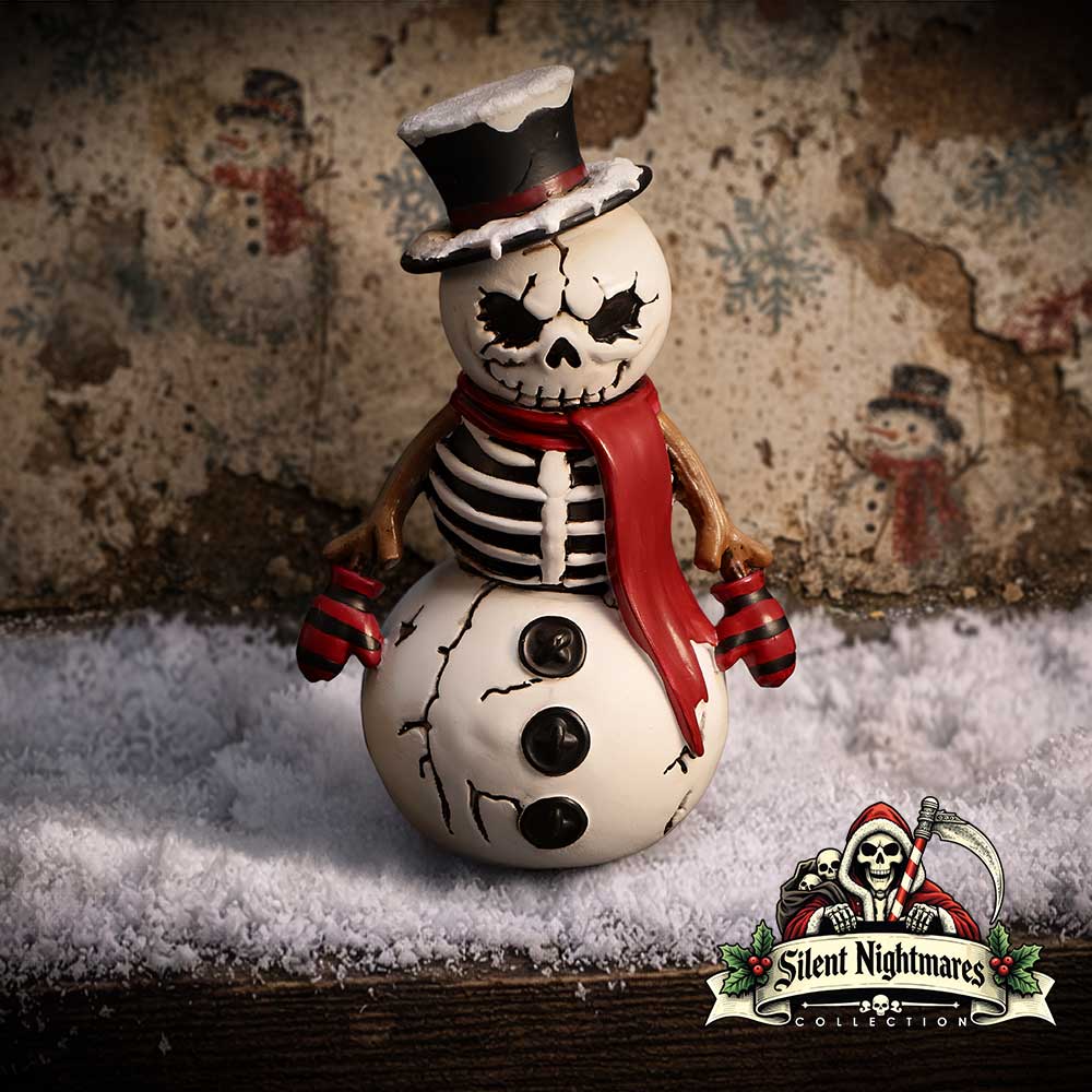 Silent Nightmares Jack Frost Gothic Snowman - Gothic snowman in a styled winter display