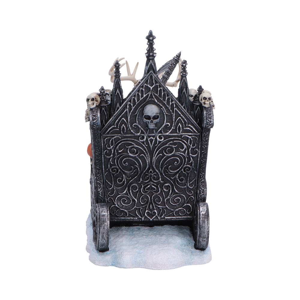 Silent Nightmares Slay Bells Reaper Sleigh - Rear of ornate sleigh with skull and scroll details