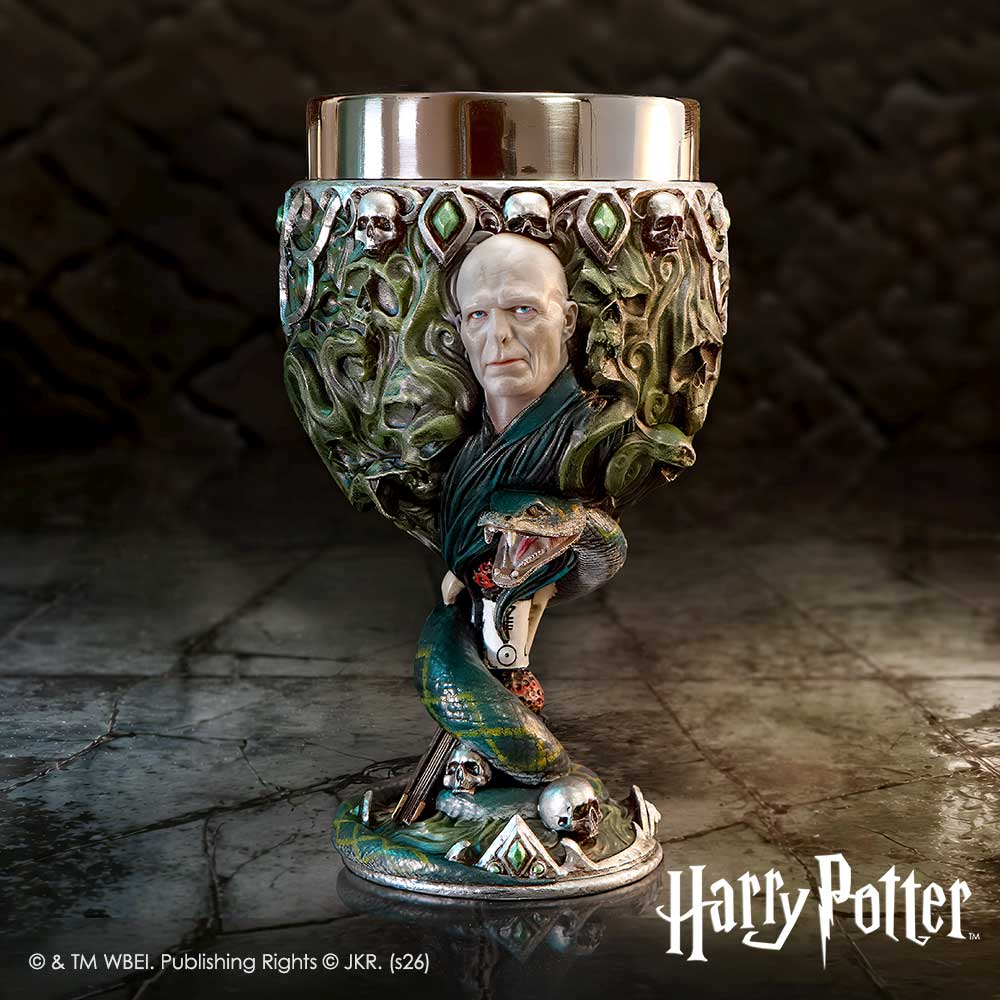 Harry Potter Voldemort Chalice - chalice displayed among gothic stone textures